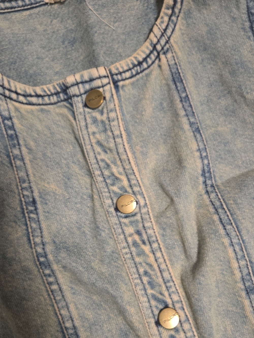 Pilcro by Anthropologie Sleeveless Washed Denim Vest-Denim Light - Picture 7 of 9